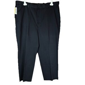 Savane Techworks Mens Straight Fit Flat Front Black Pants Size 42X29 NWT